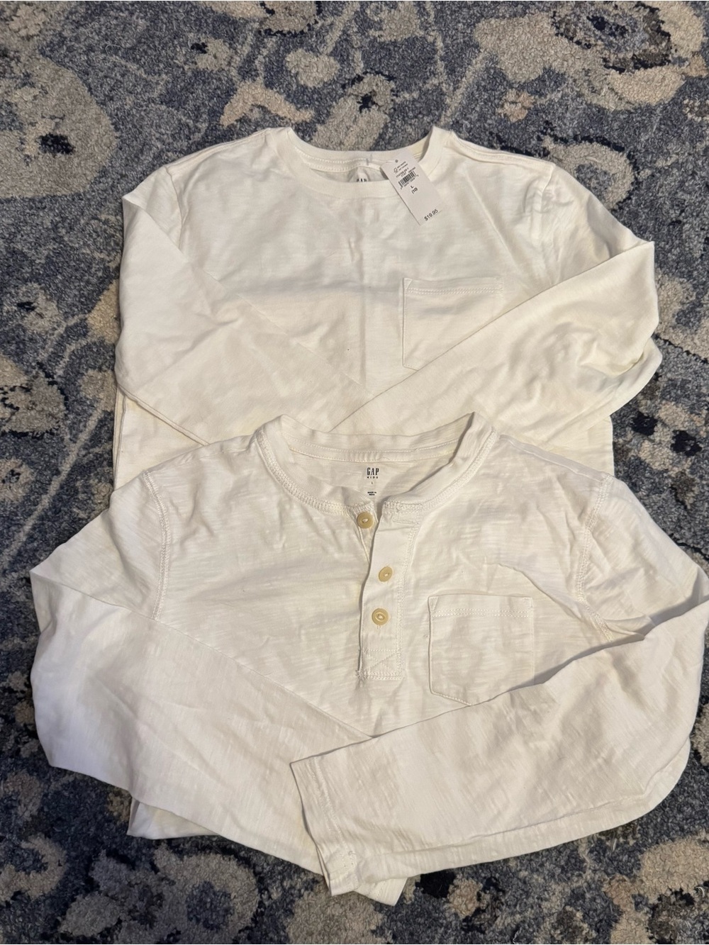 GAP White Kids Long-Sleeve Henley & Crew Tee Set